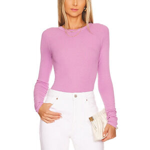 Enza Costa 'Silk' Pink Knit Crew Blouse Top Size S